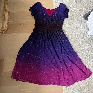 Star Print Purple Ombre Dress